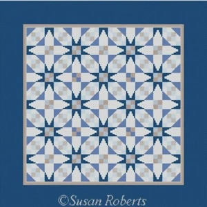 Needlepoint Handpainted Susan Roberts Cathedral Quilt Blues 14x14 - Picture 1 of 4