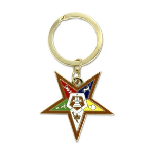 Order of the Eastern Star Masonic Key Chain - [Gold & White][1 1/2'' Tall] - Picture 1 of 1