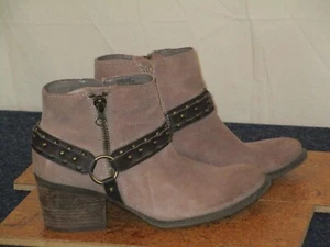 Crown Vintage Wendy Bota Occidental Taupe Gamuza Cuero Tachonado Correa al Tobillo Talla 10 - Imagen 1 de 10