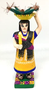 Market Corn Seller Woman With Baby Alebrije Wood Figure Folk Art Oaxaca Signed - Picture 1 of 14