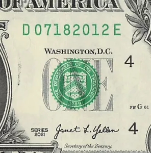 JULY 18 2012 Birthday Date Note Fancy Serial Number One Dollar Bill 07 18 2012 - Picture 1 of 11
