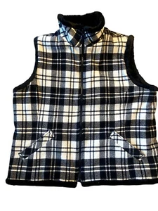 WOOLRICH Womens Size XL Buffalo Plaid Wool Sherpa Lined Vest Gilet Checks - Picture 1 of 18