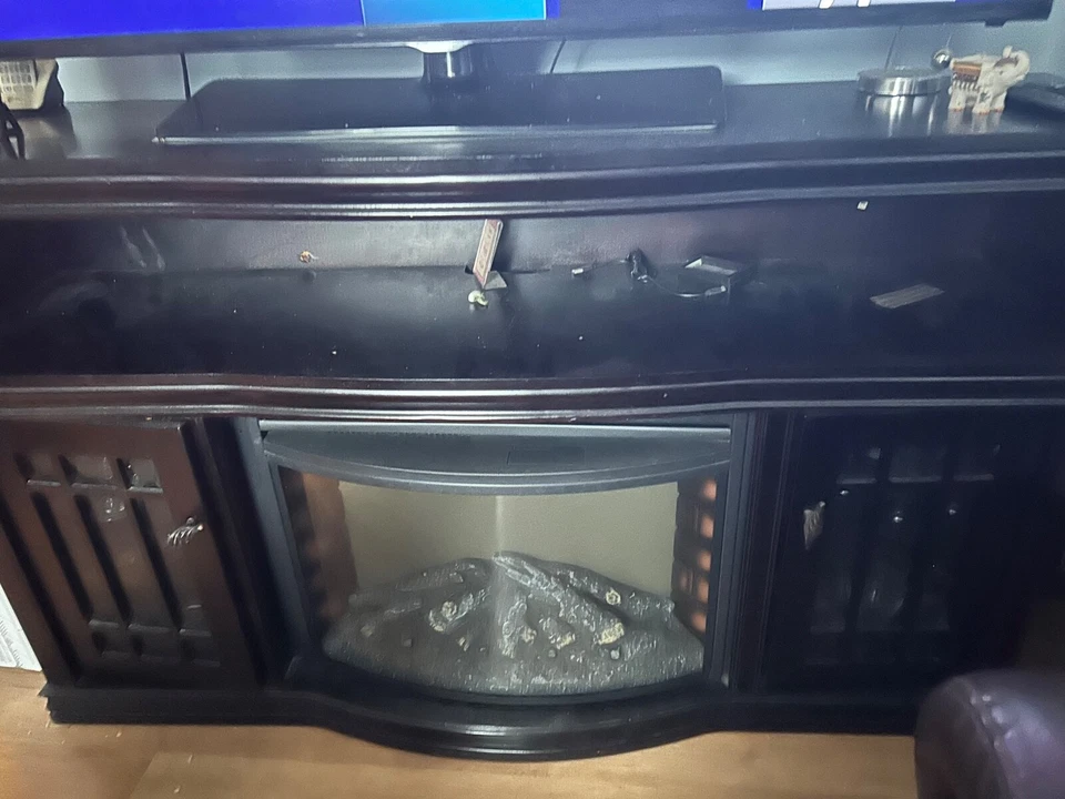 Consola chimenea ballena soporte de TV rústico - marrón cereza Foto 1 de 1