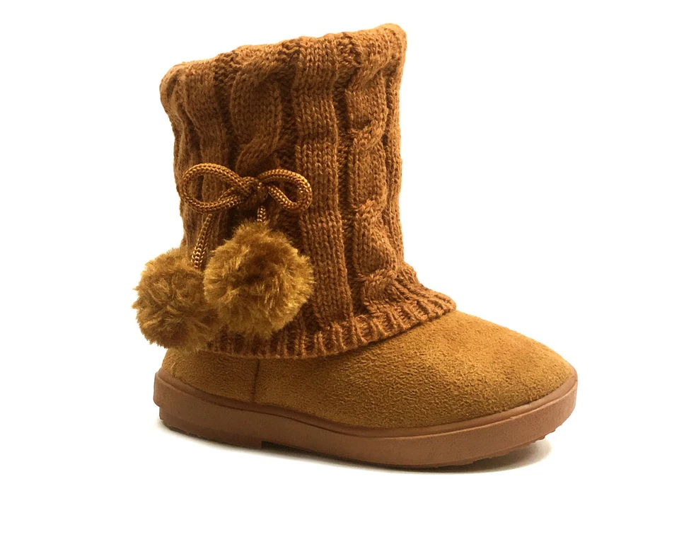 Nuevas Botas para Niños Pequeñas Niñas Pom Pom Piel Sintética Gamuza Tejer Zapatos-268 Foto 1 de 1