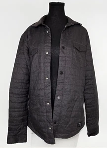 Quiksilver gesteppte Hemdjacke Herren klein schwarz Druckknopfleiste Cordkragen - Bild 1 von 6