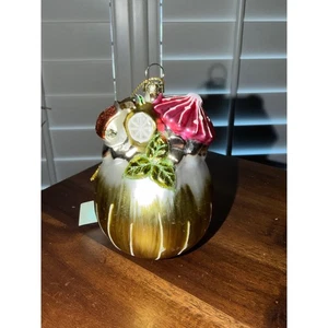 Glass Christmas Ornament Harvest Vegetable Fruit Jar Festive Holiday Decor Gift - Picture 1 of 4