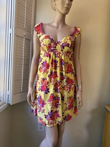 BETSEY JOHNSON FLORAL BEACH BABYDOLL KLEID GR. L - Bild 1 von 3