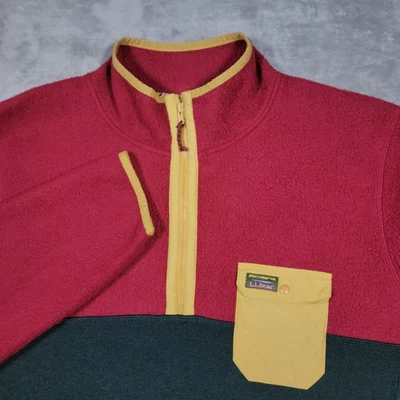 LL Bean Colorblock Polar Pullover Suéter Chaqueta Rojo Verde Amarillo Talla LG Hombres Foto 1 de 4