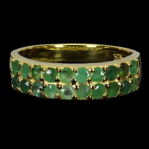 925 Sterling Silver Ring Round Emerald 2mm Natural Gemstone Jewelry Size 8.5 - Picture 1 of 14