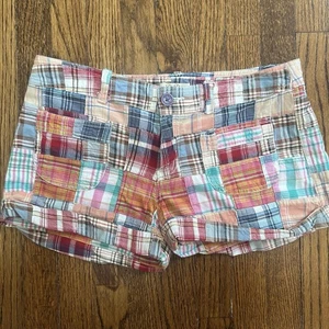 Be Bop Colorful Plaid Multicolor Shorts lightweight. 17.5” Waist laying flat - Picture 1 of 6