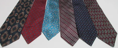 Lot of 6 Men's Tie Silk Striped Paisley Red Blue Burgundy Boston Traders USA + - Image 1 of 4