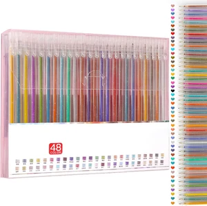 48 Pack Glitter Gel Pens Set,48 Colors Sparkle Gel Pens in Canvas Bag for Adult - Picture 1 of 12