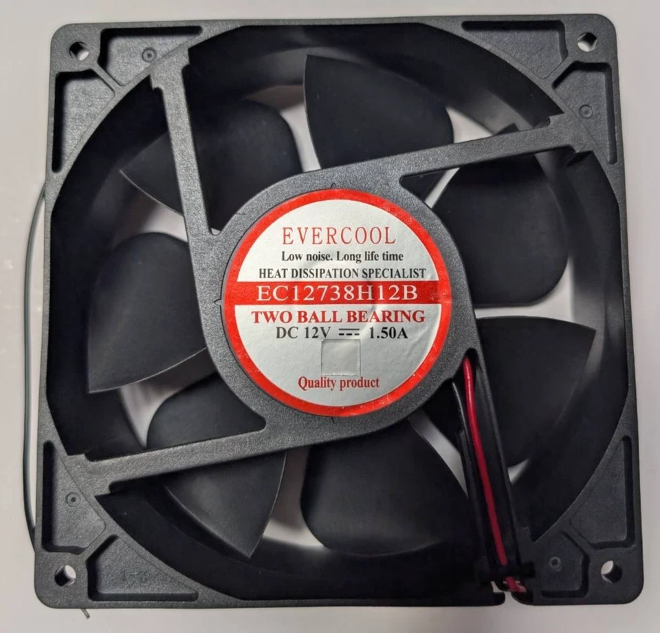 Evercool 127mm x 38mm EC12038M12B  Two Ball Bearing Cooling Fan 2-Wire - Image 1 of 1