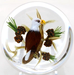ELEGANTER Magnum Rick AYOTTE American BALD EAGLE Pine Tree Art Glas BRIEFBESCHWERER - Bild 1 von 10