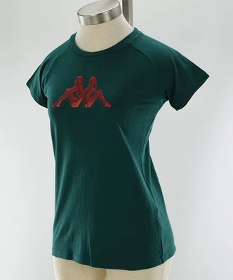 Camiseta KAPPA Verde Rojo Lentejuelas GENEVE Calce Ajustado Manga Corta Algodón PEQUEÑA NUEVA CON ETIQUETAS Foto 1 de 4
