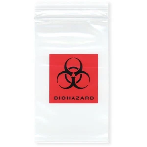 Plymor 3" x 5", 2 Mil Biohazard Zipper Reclosable Bags - Picture 1 of 4