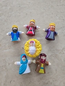 6 Weihnachtskrippe Fingerpuppen Figuren Set Jesuskind, Maria, Josef 3 Weisen - Bild 1 von 2