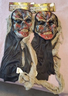 1 Crypt Creature Flesh Zombie 8517 Fun World Halloween Costume Skeleton Mask - Image 1 of 4