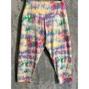 Suave Tummy Control Capri Legging Rainbow Colors Size Large Activewear Sport Gym - Picture 1 of 4
