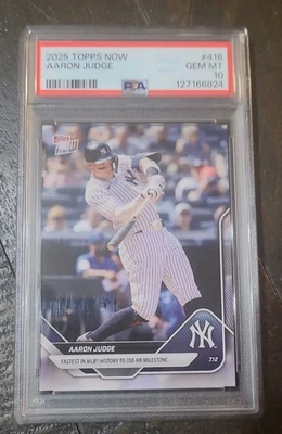 PSA 10 AARON JUDGE #416 2025 TOPPS NOW FASTEST IN MLB HISTORY TO 350 HR YANKEES - Image 1 of 2