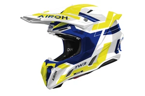 Airoh Twist 3.0 Dynasty Gloss White Blue Yellow, Offroad MX Helmet Fast Ship - Picture 1 of 3