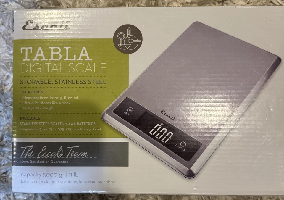 NEW Escali Tabla T115S Ultra Thin Stainless Steel Kitchen Scale 11 lbs 5 kg