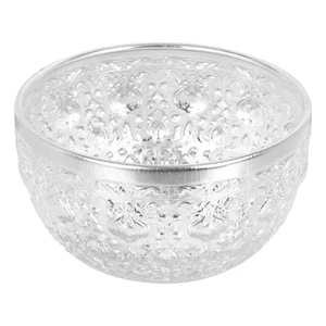 1PC Metal Silver Bowl Restaurant Household Hotel Tableware Round Carving Bowl - Imagen 1 de 12