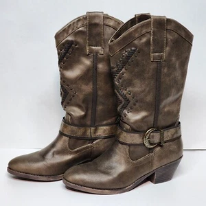 Austin Trading Co brown Western boots Womens size 8.5 faux leather pull on - Picture 1 of 10