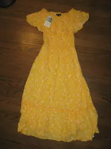 NEW womens Medium Large dress orange off the shoulder midi Prettywear elastic - Picture 1 of 2