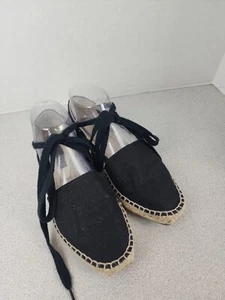 Madden Girl Womens Black Espadrille Closed Toe Ankle Shoe Lace Strap Sandal 6.5 - Picture 1 of 9