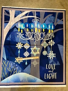QT Love & Light Jewish Hanukah Holiday Light 100% cotton fabric each panel 36X44 - Picture 1 of 7