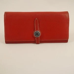 Hermes Bifold Leather Dogon Red Wallet - Free Shipping USA - Picture 1 of 18