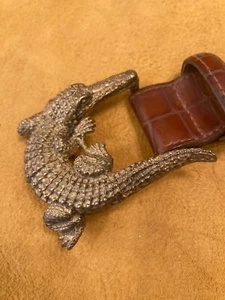 Cintura vintage in alligatore con fibbia in alligatore - Foto 1 di 6