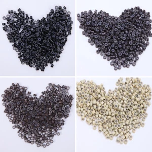 Siliconed Lined I Tip Micro Ring Nano Beads Loop For Hair Extensions 500-1500PCS - Picture 1 of 10