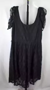 Deb Lace Dress Plus Size 2X Black Lined Short Sleeve Scoop Neck NWT - Picture 1 of 6