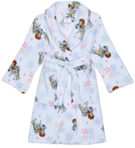Disney Frozen AME Kid's Anna & Elsa Pastel Snowflakes Robe, White Minky, Size 8 - Picture 1 of 1