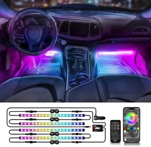 4x DreamColor LED Car Interior Atmosphere Single Strip Lights APP Remote Control - Picture 1 of 8