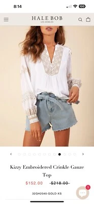 Top de gasa arrugada bordada Hale Bob Kizzy  Foto 1 de 4