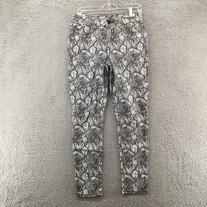 Seven7 Tummyless High Rise Skinny Pants Womens 8 Gray Snake Print Zip Fly Casual - Picture 1 of 15