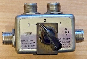 Amphenol Bunker Ramo 83-3SW 3-Position RF Coaxial Switch PL-259 1KW 52-75Ohms - Picture 1 of 6