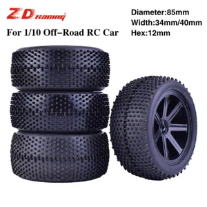 4 Stk 85 mm Radnabe Felge und Gummireifen für 1/10 Offroad RC Auto Buggy Reifen - Bild 1 von 10