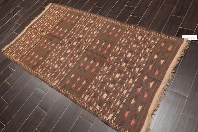 3'9” x 6'7" Vintage Hand Woven Southwestern Authentic Oriental Area Rug Brown - Image 1 of 4