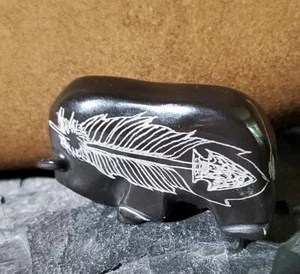 ZUNI JULIUS YUSELEW Etched JET Buffulo Fetish New - Picture 1 of 11