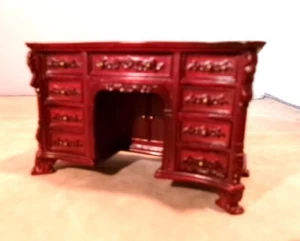 DOLLHOUSE MINIATURE BESPAQ BURTON KNEEHOLE DESK 1'' SCALE MINT NEW - Picture 1 of 5