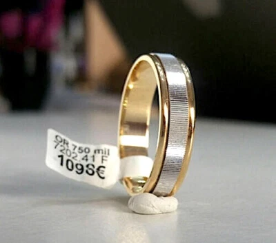 Alliance neuve Or bicolore 18 carats massive 5,5 mm mariage bague femme homme - Photo 1/4