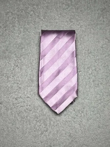Dolcepunta Men’s Tie Seven Fold Solid Pink Tonal Stripe Silk 3.75” in - Picture 1 of 15
