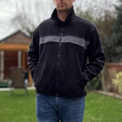 Columbia Black Fleece Jacket Men's Size Large Windbreaker Full Zip Sweater Coat - Image 1 of 4
