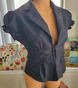 Charlotte Russe Size Large Corset-Style Fitted Cropped Jacket Black - Picture 1 of 9