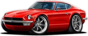 Vintage Cartoon Cars Datsun 240 Z Wall Decal Graphic Sticker Poster Man Cave Art - Bild 1 von 11