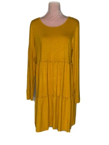 Heimish USA mustard color tiered dress    super comfortable size large versatile - Bild 1 von 11